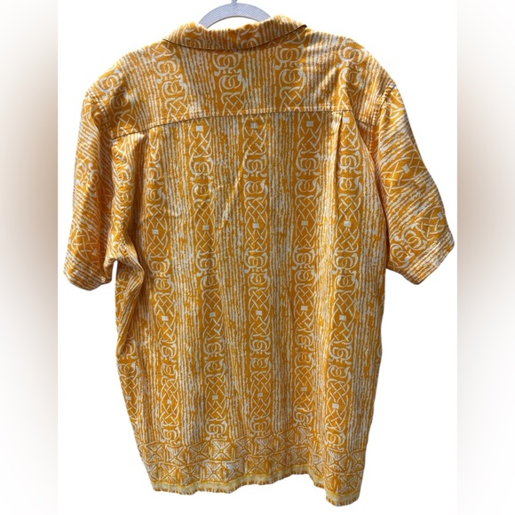 90’s tribal yellow all over print Bugle boy oversized button down shirt-M - Picture 2 of 7